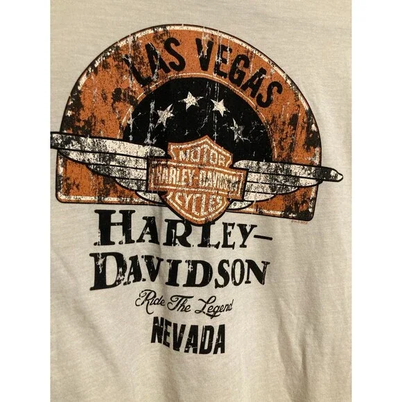 Harley Davidson Motorcycles FREE SPIRIT Men T Shirt XXL Cream LAS VEGAS NEVADA - Picture 6 of 8